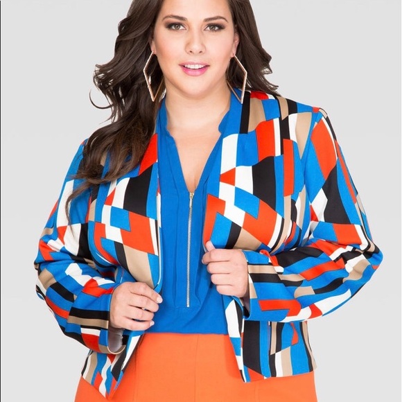 Ashley Stewart Jackets & Blazers - Ashley Stewart GEO SCUBA BLAZER sz 18